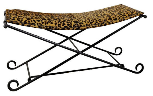 Leopard Leather Long Stool.