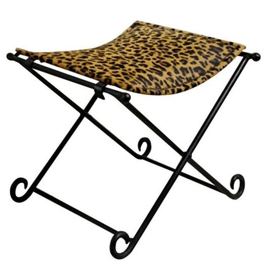 Leopard Leather Stool