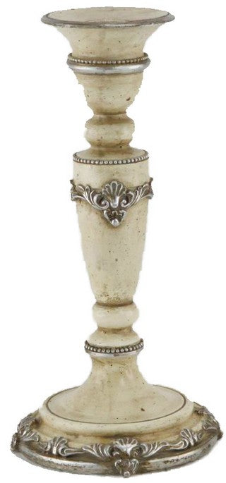 Antiqued Cream Candle Holder - Medium