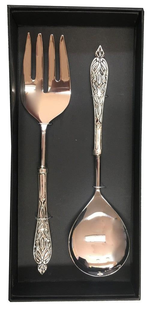 Arrow Salad Serving Set/2 - Shiny, Silver Plated