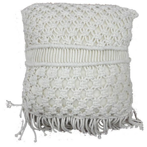 Woolen Boho Cushion Ivory