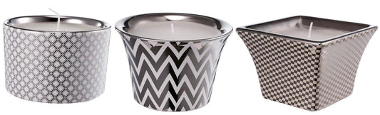 Navya Silver Herringbone Candles Set