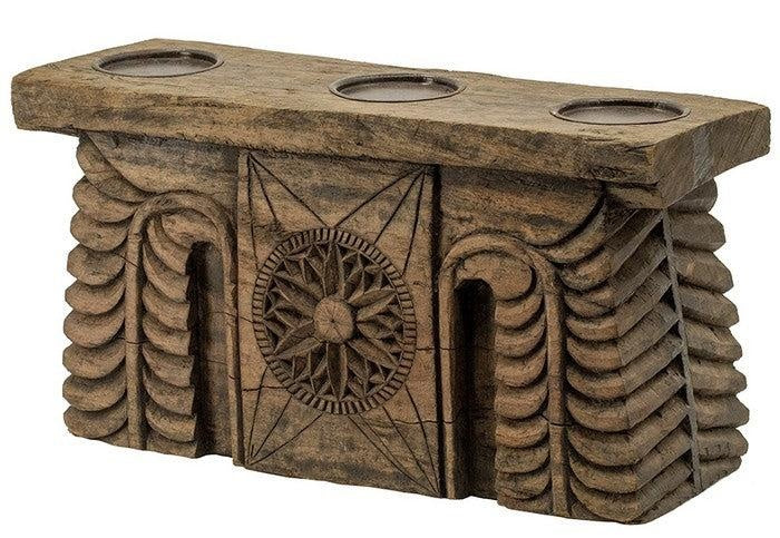 Carved 3 Pillar Candle Holder