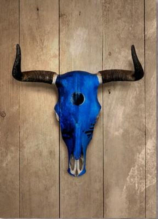 Wood Panel Art - Taurine in Blue